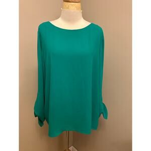 Lilly Pulitzer Langston Top Blouse Tie Sleeve Flowy  Green Sz XL